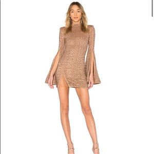 Michael Costello x REVOLVE Mr. Gibson Mini Dress in Nude Sequin
